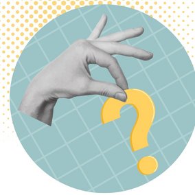 Grafik Hand mit Fragezeichen