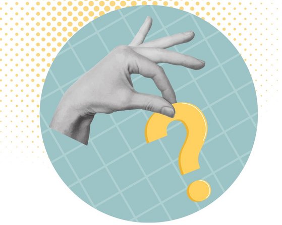 Grafik Hand mit Fragezeichen