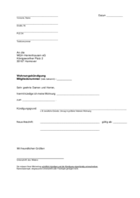 Kündigung Wohnung - Vordruck -