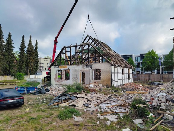 Zurückbau eines Fachwerkhauses: Dachstuhl