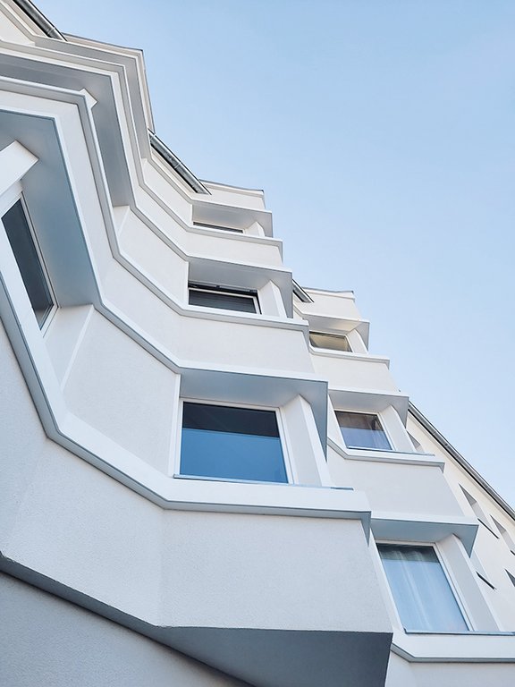 Detailansicht der sanierten Fassade