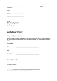  Kündigung Mitgliedschaft -Vordruck-