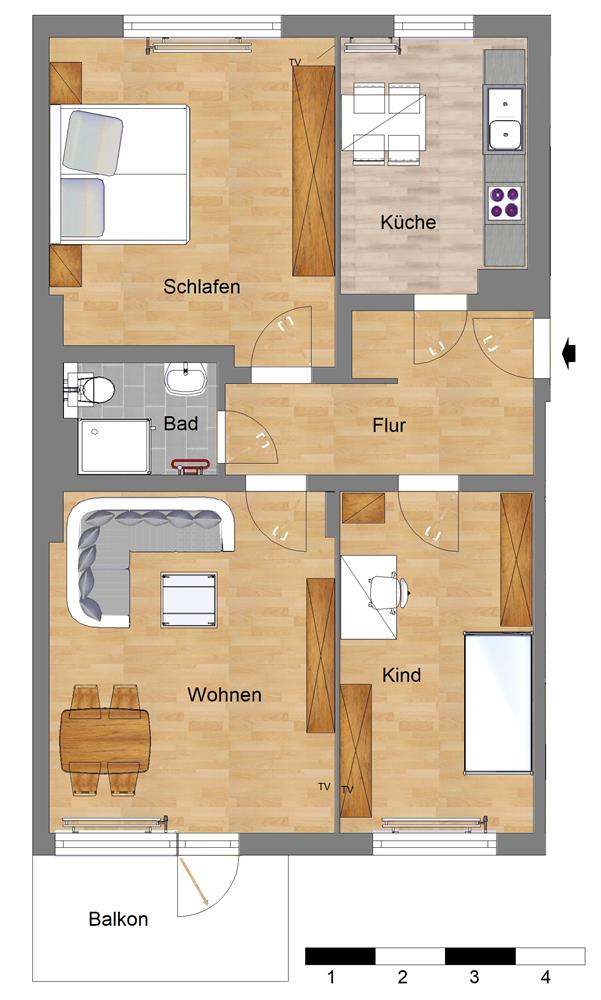 modernisierte 3-Zimmerwohnung mit Balkon in Burg - Foto 5