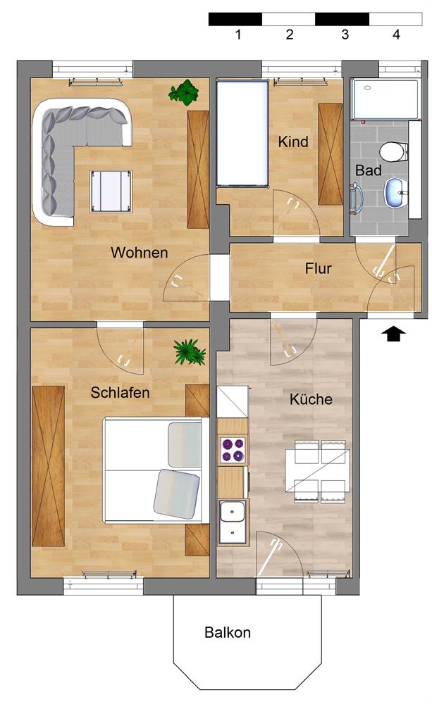 modernisierte 3-Zimmerwohnung mit Balkon in Letter - Foto 2